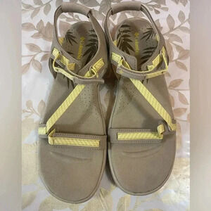 Columbia Sandals Womens Avo Vent Comfort Leather Grey/Yellow Strap Shoes 11 28cm